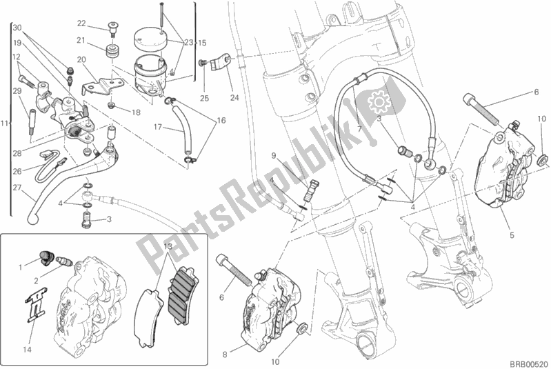 All parts for the Front Brake System of the Ducati Monster 1200 R 2016